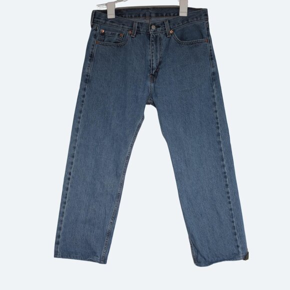 Levi's 505 Denim Jeans Regular Fit Straight Leg Medium Stonewash - Picture 1 of 11